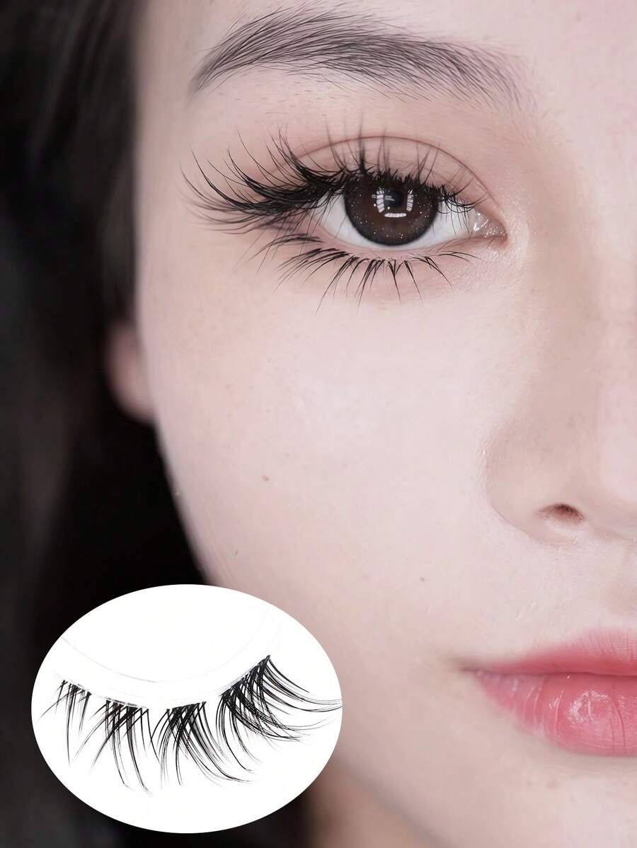 狐狸眼假睫毛，自然大容量，5对交叉假睫毛，适用于派对角色扮演、婚礼、夜店、节日、日常约会、工作会议等场合。 - 眼尾拉長款 - 查看 1