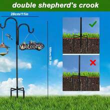 Set Of 2 Heavy Duty Outdoor Shepherd Hooks With 5 Nail Bases - Double Arm/Single Wall Optional, Sturdy Garden Rods For Christmas Furniture Decoration, Garden/Flower Stand/Flower Decoration, Hanging Bird Feeders, Plant Baskets, Solar Lights, Outdoor Halloween Decorations - SBMYG - 查看 3