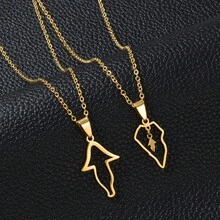 1pc Spain Canary Islands La Palma Map Pendant Necklaces Women Girl Stainless Steel Traditional Culture Jewelry