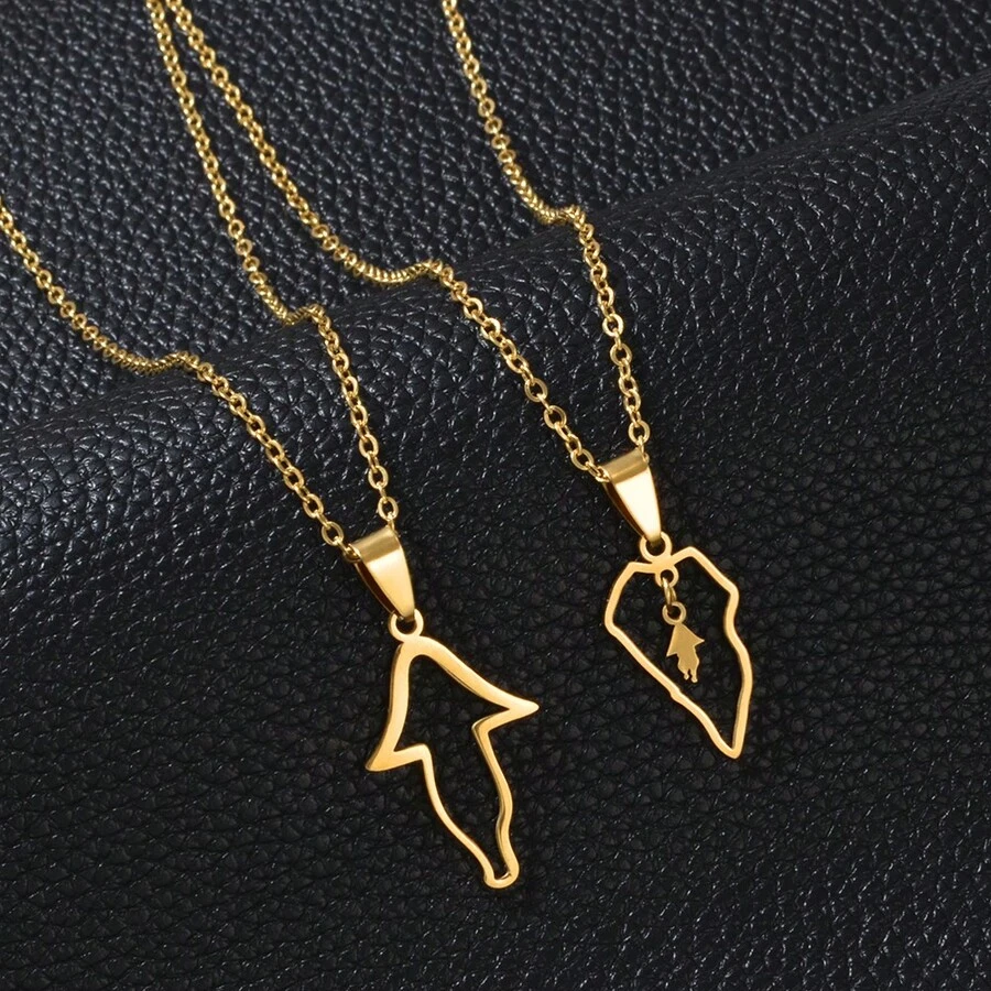 1pc Spain Canary Islands La Palma Map Pendant Necklaces Women Girl Stainless Steel Traditional Culture Jewelry