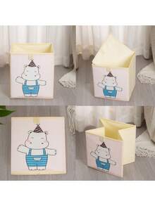 16升无盖可折叠可水洗卡通动物图案布艺收纳盒，白色，适用于婴儿房和儿童房收纳，非常适合存放玩具、书籍、美术用品和手工材料，便携式可折叠收纳盒，可用于衣柜隔板、书桌抽屉和床底收纳，易于清洁和重复使用，节省空间，经久耐用且轻便。 - 彩色 - 查看 11