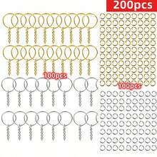 Yiwu Qiyou Accessories Co., LTD 200 chiếc móc khóa sắt tự làm kèm vòng nối chia đôi, màu bạc và vàng, mặt dây chuyền, vòng giữ móc khóa, đồ trang sức tự làm. - 200 chiếc-1 bộ - Xem 8