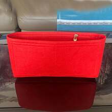 Túi đựng đồ đa năng Baguette, túi đựng mỹ phẩm có khóa kéo bằng vải nỉ, túi đựng đồ du lịch nhẹ, di động, phụ kiện túi du lịch. - Đỏ - Xem 3