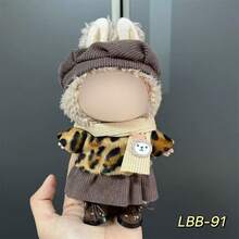 17cm Doll Clothes Set (Doll Not Included), Cute & Fashionable, Includes Dress, Leopard Print Top, Scarf, And Hat, Suitable For Dolls - Multicolor - View 2