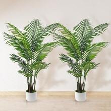 Artificial Palm Tree 4FT Fake Tree With White Tall Planter 2 Pack Faux Tropical Areca Floor Plant In Pot Artificial Silk Plant For Home Office Living Room Decor Indoor - 5 FT - Xem 6