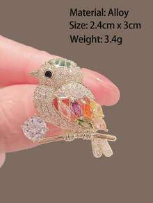1pc Cute Bird Brooch, European & American Style, Colorful Arrow Flower Accessory Suitable For Men & Women Suits - Gold - View 3