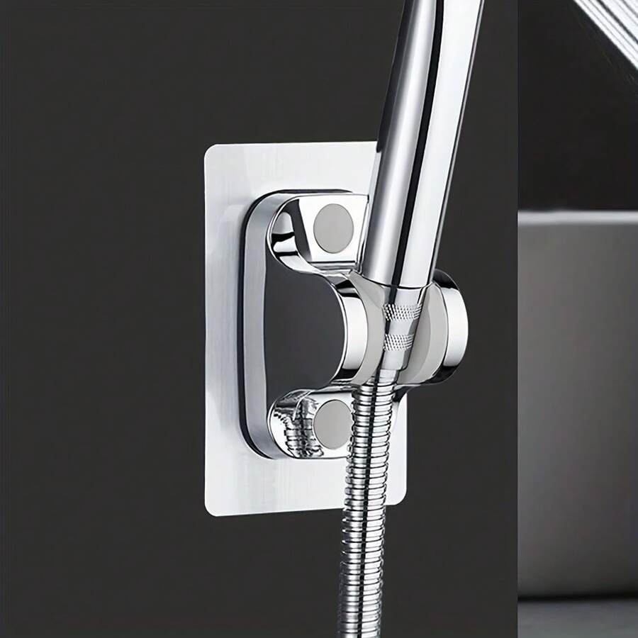 Drainless No Drill Shower Arm Bracket - Adjustable Bathroom Shower Head Mounting Bracket - Universal Rainproof Wall Base Fixing Tool For Shower Installations Bathroom - Silver - View 1