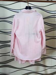 Linen Shirt And Shorts Set (2 Pieces) - Baby Pink - View 3
