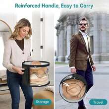 3pcs/2pcs/1pc Non-Woven Fabric Large Capacity Circular Hat Storage Box Bag, Foldable, With Lid, Dustproof, Anti Deformation, Can Hold Clothes, Baseball Caps, Carry Home, Travel Supplies - Black - View 7