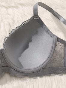 Hersunei 蜜桃女孩3件套女士多色蕾丝钢圈文胸，薄杯，透气舒适内衣 - 彩色 - 查看 10