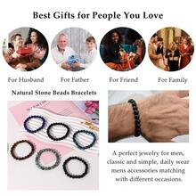 12Pcs Tiger Eye Bracelet For Men 8MM Natural Stone Beads Bracelet Set Stretch Lava Rock Bracelets Adjustable Black Crystal Beaded Bracelet For Men Women Gifts,12PCS - 12件 - 查看 6