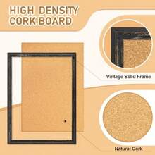 DOLLAR  Cork Board For Office 36 X 24 Inches Cork Boards For Walls Bulletin Board Decorative Hanging Pin Board Rustic Wooden Frame Vision Board Cork Notice Board For Office Home Decor Black - 黑色 - 查看 3