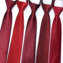 1 pieza Corbata de cremallera de negocios para hombres, accesorio de camisa de boda, corbata preformada clásica ajustable a rayas, opción ideal para regalos - Multicolor - Ver 9