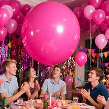 36英寸（约91.4厘米）巨型蜜桃粉色气球，2/4/6/8/10个装超大哑光紫红色乳胶氦气球，适用于婚礼新娘、礼物、情人节、生日派对、装饰 - 玫紅色 - 查看 4