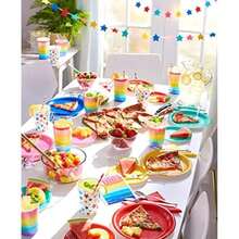 American Greetings Rainbow Party Supplies, platos de postre (36 unidades)(Vasos de plástico reutilizables de 22 onzas) - Multicolor - Ver 3