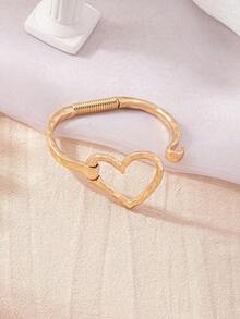 1pc Heart Geometric Open Bangle Bracelet Women - Bạc - Xem 4