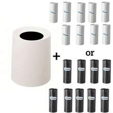 Double Layer Extra Large Round Trash Can, Nordic Style Minimalist Design For Living Room, Bedroom, Kitchen, Bathroom, Office, Creative Round Waste Paper Basket, High Capacity, High-End, Stylish Garbage Bin, Desk Trash Can, Suitable For Living Room, Bedroom, Kitchen, Bathroom, Office (Matching Desktop Trash Can Also Available, Suitable For Vanity, Office Desk, Dining Table, Coffee Table, Etc.) - White - View 12