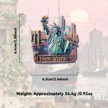 Ímã de geladeira com um dos principais pontos turísticos de Nova York: Estátua da Liberdade e vista noturna do horizonte. Lembrança de viagem, adesivo magnético 3D, presente decorativo criativo, sofisticado ímã de geladeira em PVC com resina em relevo 3D, decoração de cozinha, ímã com paisagem mundialmente famosa, presente para amantes de viagens. - Multicolorido - Ver 9