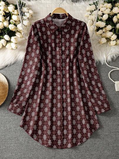 女士长袖全印花休闲阿拉伯风格上衣