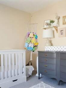 OBOVAY 1件超大号编织竖式毛绒娃娃吊床 - 白色毛绒娃娃收纳架，搭配彩色毛绒玩具，波西米亚风格婴儿房装饰，可悬挂在墙上或天花板上，是绝佳的礼物，也适合婴儿房、卧室、儿童房装饰，设计生动，质地柔软。 - 彩色 - 查看 2