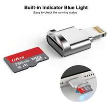 1个TF卡读卡器适配器，Micro TF卡读卡器/查看器适配器，存储卡读卡器转换器，兼容 14 Pro Max/14 Pro/14 Plus/14/13/12/11/XS/XR/8/7/6系列 - 彩色 - 查看 4