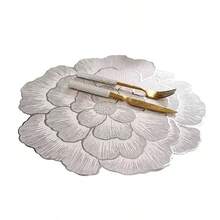 1-120 pezzi Tovagliette americane con disegno floreale dorato, lavabili, facili da pulire, antiscivolo, adatte per decorazione tavola per feste, matrimoni e vacanze - Argento - Visualizzare 6