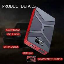 1. 迪安吉巴超薄应急移动电源多功能汽车电池充电器便携式汽车启动器，汽车引擎熄火的救星 - 彩色 - 查看 4