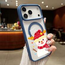 High-Quality Macaron Acrylic Magnetic Phone Case,Snowman Winter Joy Printed Cell Phone Shell Magnetic Charging Phonecase Handy Case, Handy Cover For  11 12 13 14 15 16 17 17 Air 17 Pro 17 Pro Max Shock Resistant Protective Case - Gris - Ver 11