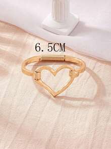 1pc Heart Geometric Open Bangle Bracelet Women - Bạc - Xem 6