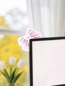 1个/2个甜美粉色蝴蝶结造型电脑显示器装饰贴纸，可爱卡通爱心图案，卡哇伊风格桌面摆件，可移除自粘装饰贴纸，适用于笔记本电脑、PC屏幕、书桌、卧室、宿舍、婚礼季、新娘送礼会、生日派对、毕业礼物、家居墙面装饰、拍照道具，少女甜美风格，可重复使用设备装饰贴纸，配件 - 彩色 - 查看 8