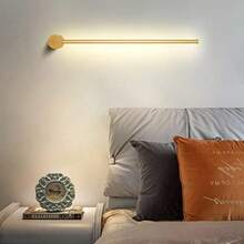 iluminación for Pared de tira larga de luz de pared lineal moderna, Diseño creativo giratorio Fondo de la sala de estar Dormitorio Cabecera de cama lámpara de pared interior, 60cm-negro(60CM-Gold) - Multicolor - Ver 6