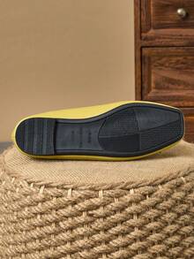 Women Minimalist Yellow-Green Square Toe Flats, Bow Soft Sole Flats For Work & Casual - 芥末黃 - 查看 8