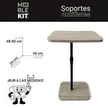 Ecommerc3 MOBLEKIT | Bàn phụ cho sofa hoặc giường ngủ bằng gỗ và kim loại, kiểu cố định hoặc điều chỉnh được với tùy chọn bánh xe, bàn làm việc nhỏ gọn cho gia đình - Miễn phí vận chuyển ✅ Giao hàng 24/48 giờ đến Tây Ban Nha (Bán đảo) - Bàn đen số 4: 45x29 cm - Xem 3