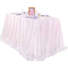 QueenDream 60x102 Inch sequin tablecloth for wedding and party decor-Silver(152.4 x 259.1 cm (Rectangular) Blanco iridiscente) - Multicolor - Ver 3