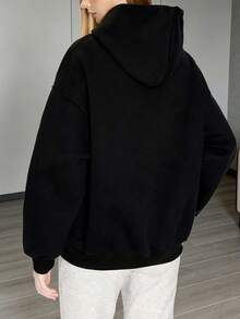 Classic Solid Color Women's Casual Sweatshirt, Loose And Comfortable, Suitable For Winter, Spring, Autumn - Black - View 4