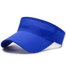 Sombreros de sol de aire transpirables de verano para hombres y mujeres, visera ajustable, protección UV, tapa vacía sólida, deportes, tenis, correr, gorra con protección solar - azul real - Ver 2