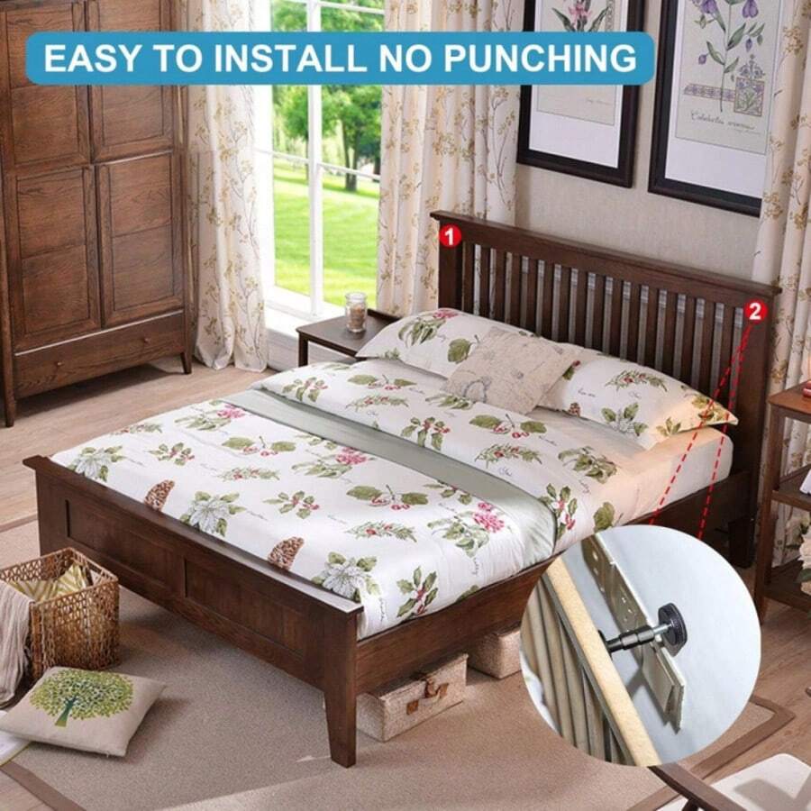 2 Sets Of Adjustable Bed Frame Stabilizer Tools, Includes Free Furniture Pads And Screws To Prevent Headboard Shaking, Essential Home Essentials - Black - View 1