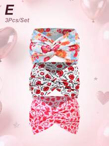 Băng đô bản rộng in hình hoa hồng và trái tim dành cho nữ, thích hợp làm quà tặng ngày Valentine (1 cái/3 cái/5 cái), phụ kiện tóc thời trang đa năng. - Nhiều màu - Xem 36