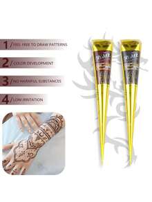 SRVAKK 3/4/12 Pcs Henna DIY Tattoo Paste, Brown/Black Temporary Henna Tattoo, Semi-Permanent Fingerprint Body Painting Ink, Waterproof Henna Tattoo Paste, Suitable For Body Painting And Various DIY Patterns. - 彩色 - 查看 7