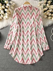 女士长袖全印花休闲阿拉伯风格上衣 - 彩色 - 查看 2