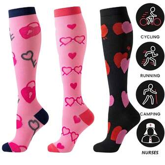 3 par kompressionsstrumpor för knähöga sporter för män och kvinnor, andningsbara, fukttransporterande, bekväma, nylonblandat tyg, lämpliga för basket, fotboll, löpning, utomhusaktiviteter