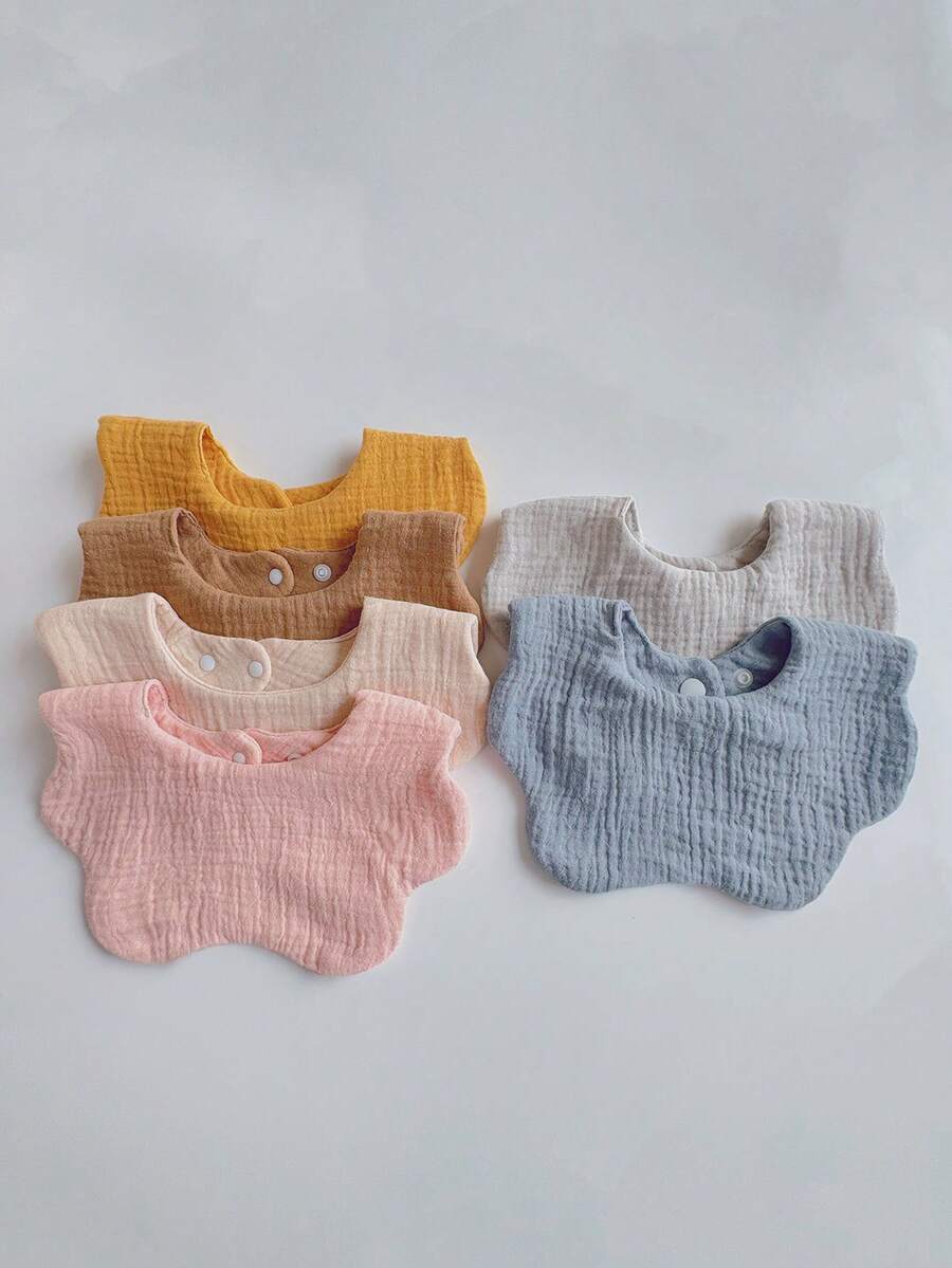 6层纱布花瓣婴儿围兜，360°防吐奶口水巾，柔软亲肤韩式纯色婴儿围兜 - 彩色 - 查看 1