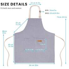 2 Pack Adjustable Bib Apron With 2 Pockets Chef CooFKing Kitchen Restaurant Aprons For Women Men,BluePinstripes - 藍色細條紋 - 查看 4