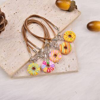 1pc/5pcs Cute 3D Realistic Donut, Mini Bread Shaped Resin Braided Phone Charm Pendant, Suitable For Keychain, Bag Charm, Suitable For Teenagers, Men, Women, Great As Back To School Or Graduation Gift For Friends, Classmates, Teachers