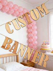 1set Custom Wooden Name Banner – Personalized With Your Name, Suitable For Photo Props, Parties, Home Decor, Baby Showers, Birthdays, Weddings & Special Events - متعدد الألوان - مشاهدة 3