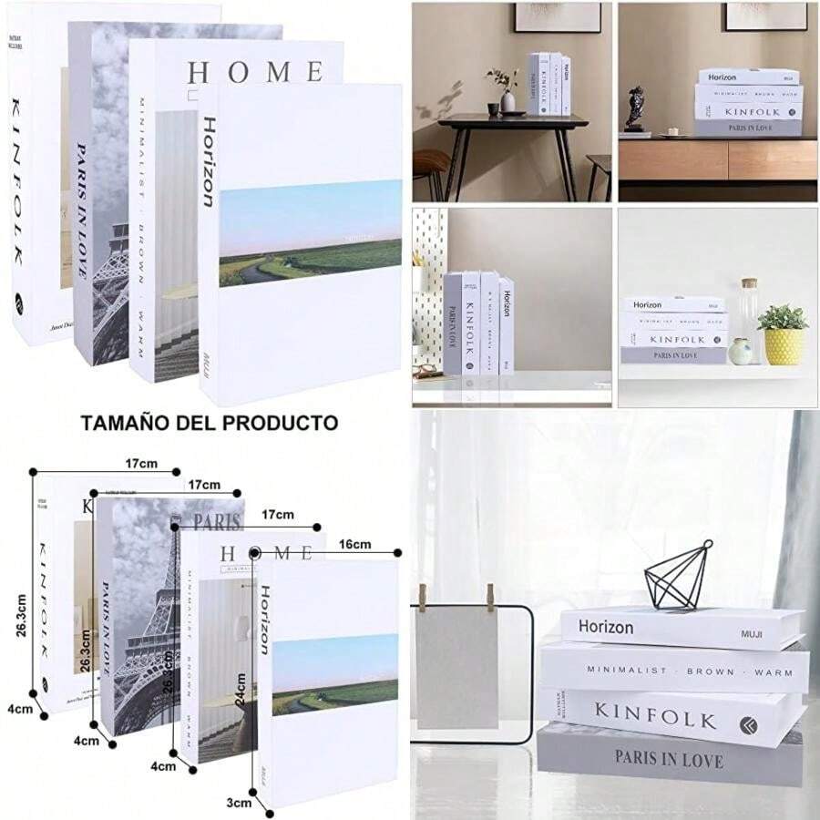 4 Libros Decorativos de Moda, Libros Decorativos para Decoración del Hogar, Moderno y Decorativolibro Falso Creativo, Libro Falso para El Hogar,Libros Decorativos de Imitación(default) - Multicolor - Ver 1