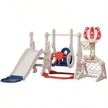 Slide - Navy Blue + Red + White + HDPE + HDPE1 - View 1