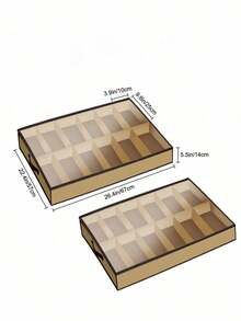 Vintage Fabric Shoe Storage Box, Underbed Storage Box, Waterproof, Dustproof, Moisture-Proof, Multi-Purpose Rectangular Shoe Rack With Transparent Window, Suitable For Kitchen, Living Room, Bedroom Storage - Beige - View 5