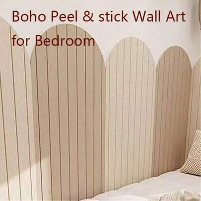 1pc Bohemian Style Creative Wall Sticker, Nordic Minimalist Geometric Wall Decal, Arch Design Background Wall Cover, Bedroom Headboard Wall/Anti-Collision Background Wall/Wall Decor Felt Elegant Bedside Wall Wrap, Frameless Self-Adhesive Photo Display Board, Office Bulletin Board, Suitable For Wall Decoration, Anti-Collision, Sound Insulation, Memo, Applicable To Bedroom/Study/Living Room/Sofa Wall/Headboard Wall/Office/Classroom