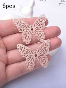 Conjunto de 6 pingentes em filigrana de latão, ouro branco e ouro rosa, acessórios para joias, pingentes de mariposa e borboleta para brincos artesanais. - Borboleta - Ver 15